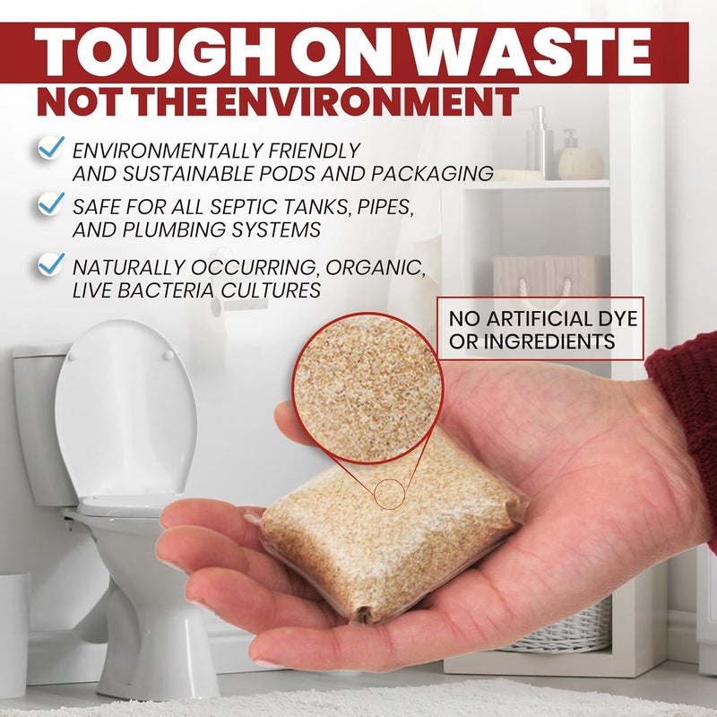 Uncle Todd's Septic Tank Treatment Pods - (12-Month Supply) - Powerful Enzyme & Live Bacteria Formula to Prevent Backups & Odor, Eco-Friendly Dissolvable Pods Safe for All Septic Systems - Image 3